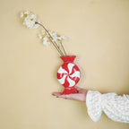 HOUSEVITAMIN VAAS TOFFEE CANDY KERAMIEK ROOD/WIT 20 CM