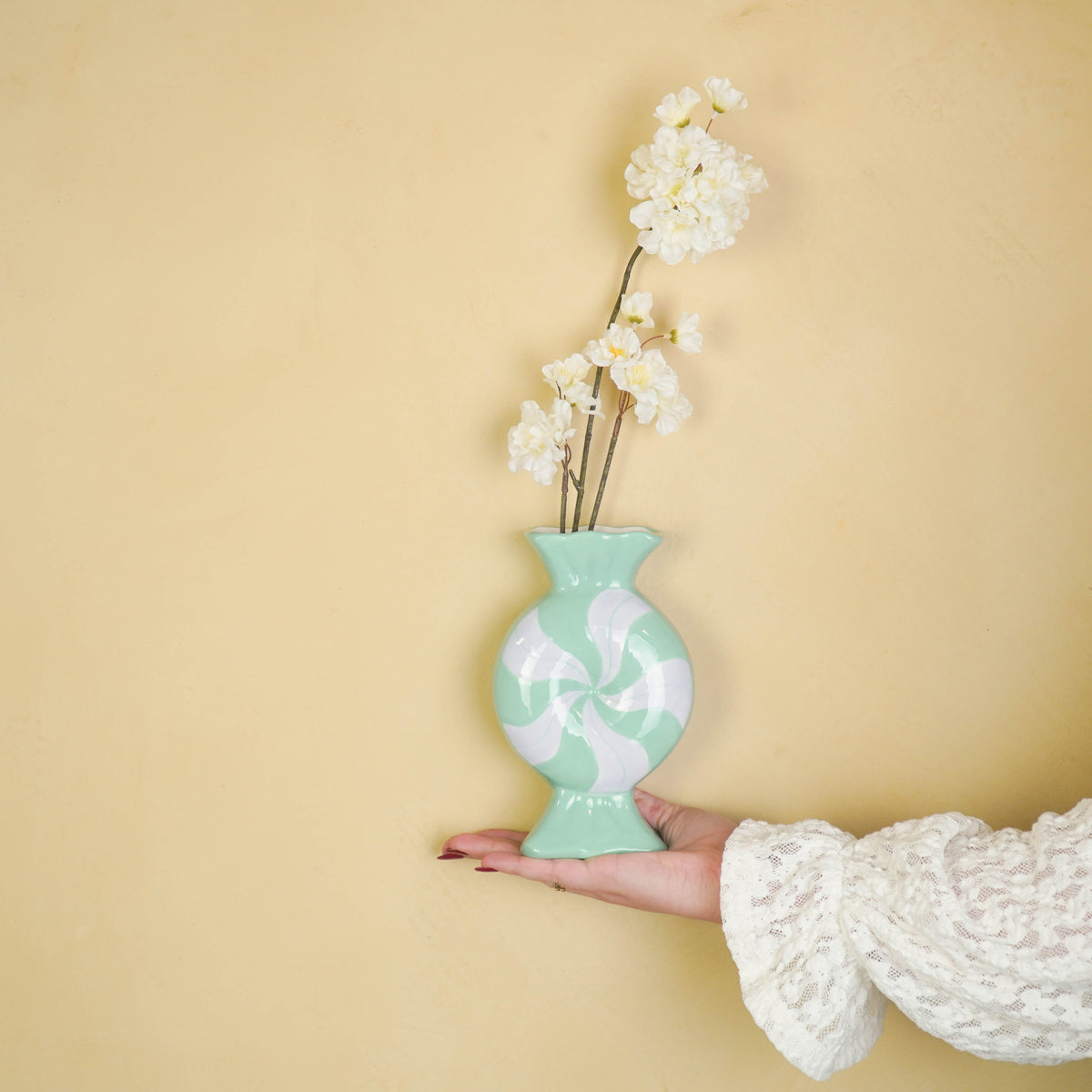 HOUSEVITAMIN VAAS TOFFEE CANDY KERAMIEK LILA/MINT 20 CM