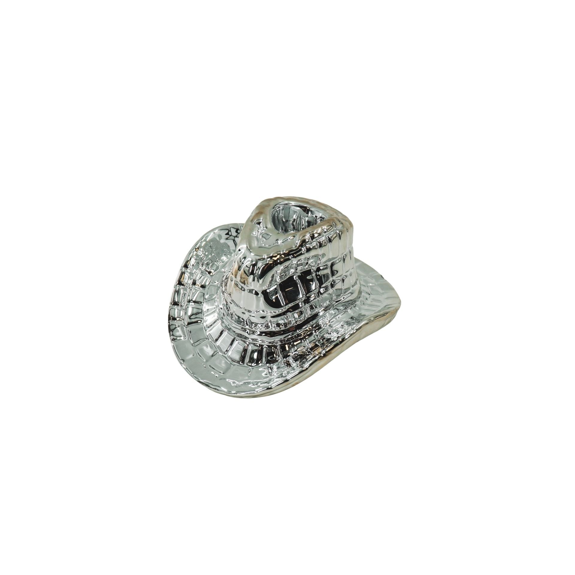 HOUSEVITAMIN KANDELAAR COWBOY HAT KERAMIEK ZILVER 13,5 CM