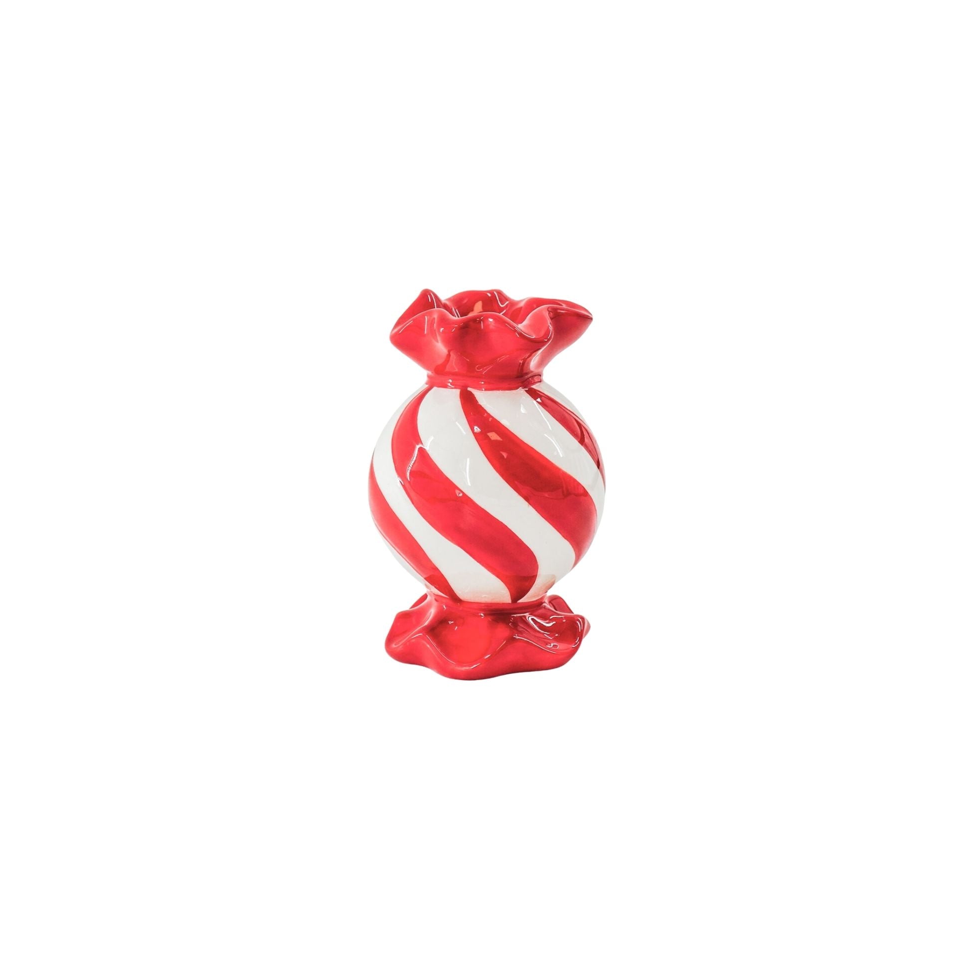 HOUSEVITAMIN KANDELAAR TOFFEE CANDY KERAMIEK ROOD/WIT 13 CM