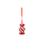 HOUSEVITAMIN KANDELAAR TOFFEE CANDY KERAMIEK ROOD/WIT 13 CM