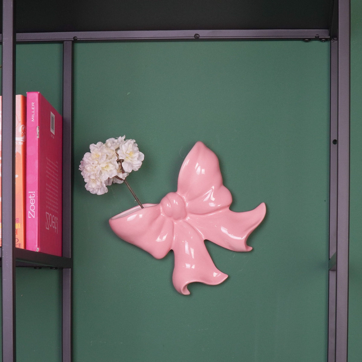 HOUSEVITAMIN WANDVAAS BOW KERAMIEK ROZE 19 CM