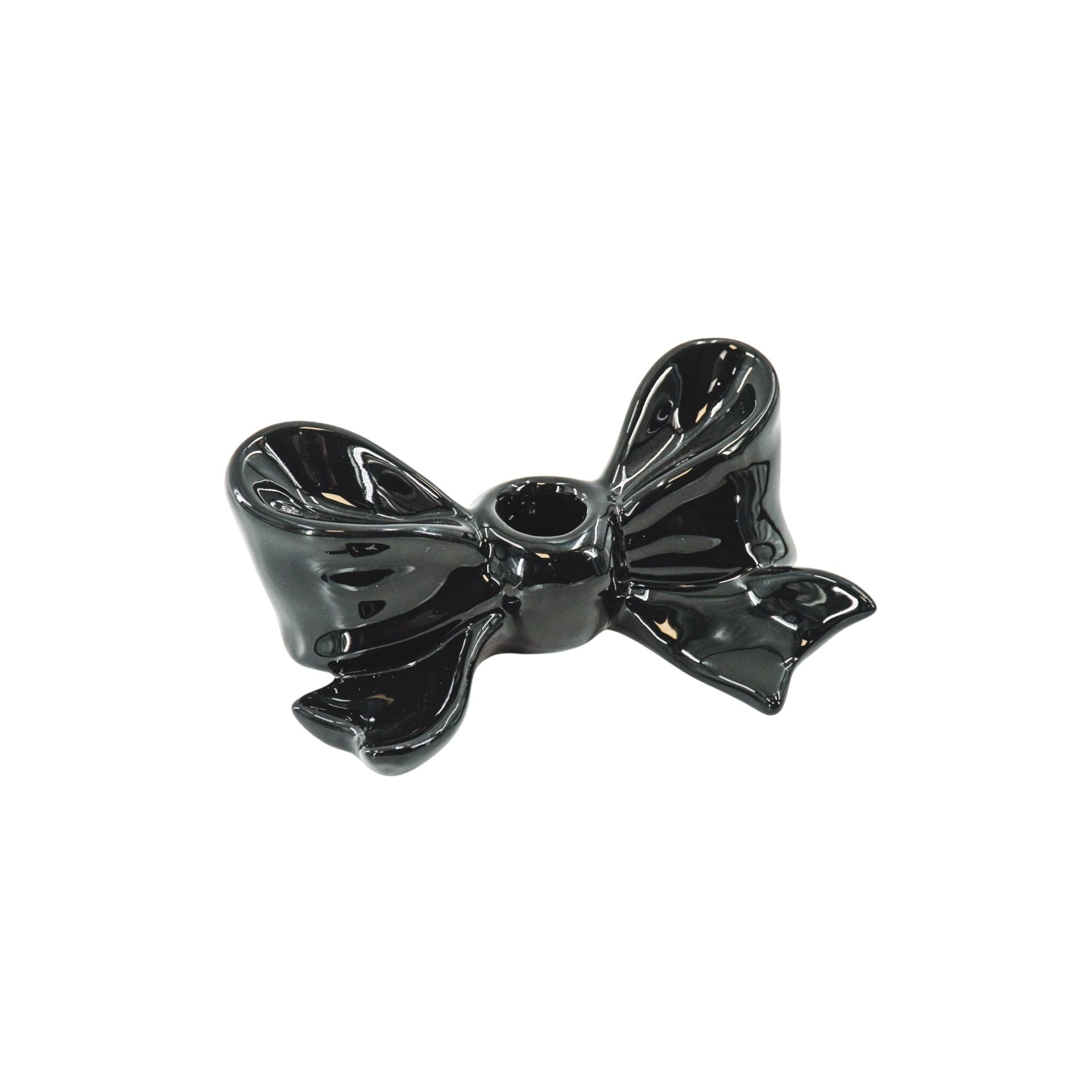 HOUSEVITAMIN KANDELAAR BOW KERAMIEK ZWART 18 CM