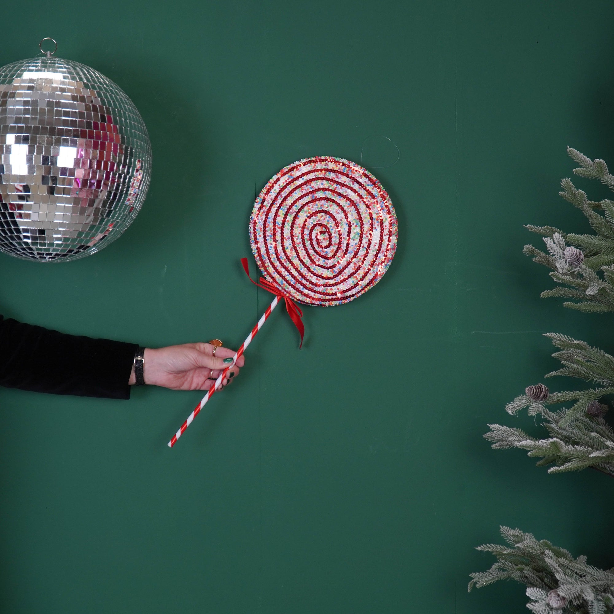 HOUSEVITAMIN DECORATIEVE LOLLY SCHUIM ROOD/WIT 35 CM