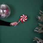 HOUSEVITAMIN DECORATIEVE LOLLY SCHUIM ROOD/WIT GLITTER 35 CM
