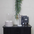 HOUSEVITAMIN TABLE BURNER ROUND METAL/GLASS TAUPE 18X18X26,5CM