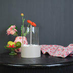 HOUSEVITAMIN TABLE BURNER ROUND METAL/GLASS TAUPE 18X18X26,5CM