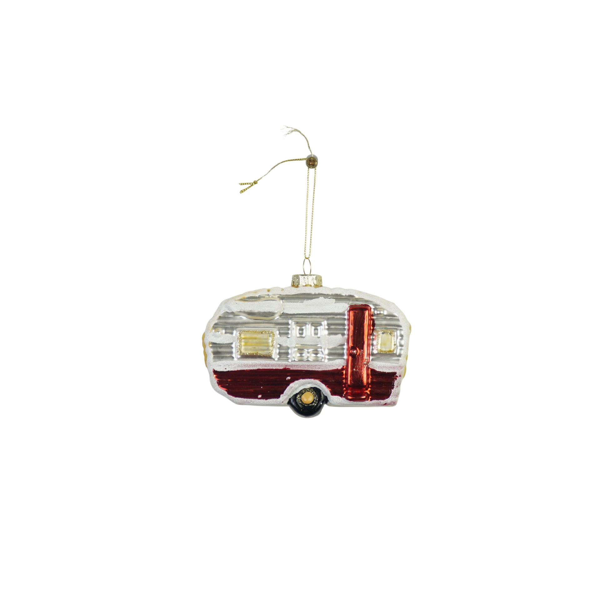 HOUSEVITAMIN KERSTHANGER CARAVAN GLAS WIT/ROOD 11,5 CM