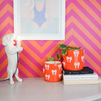 HOUSEVITAMIN BLOEMPOT BOW DOLOMIET ORANJE/ROZE 13 CM