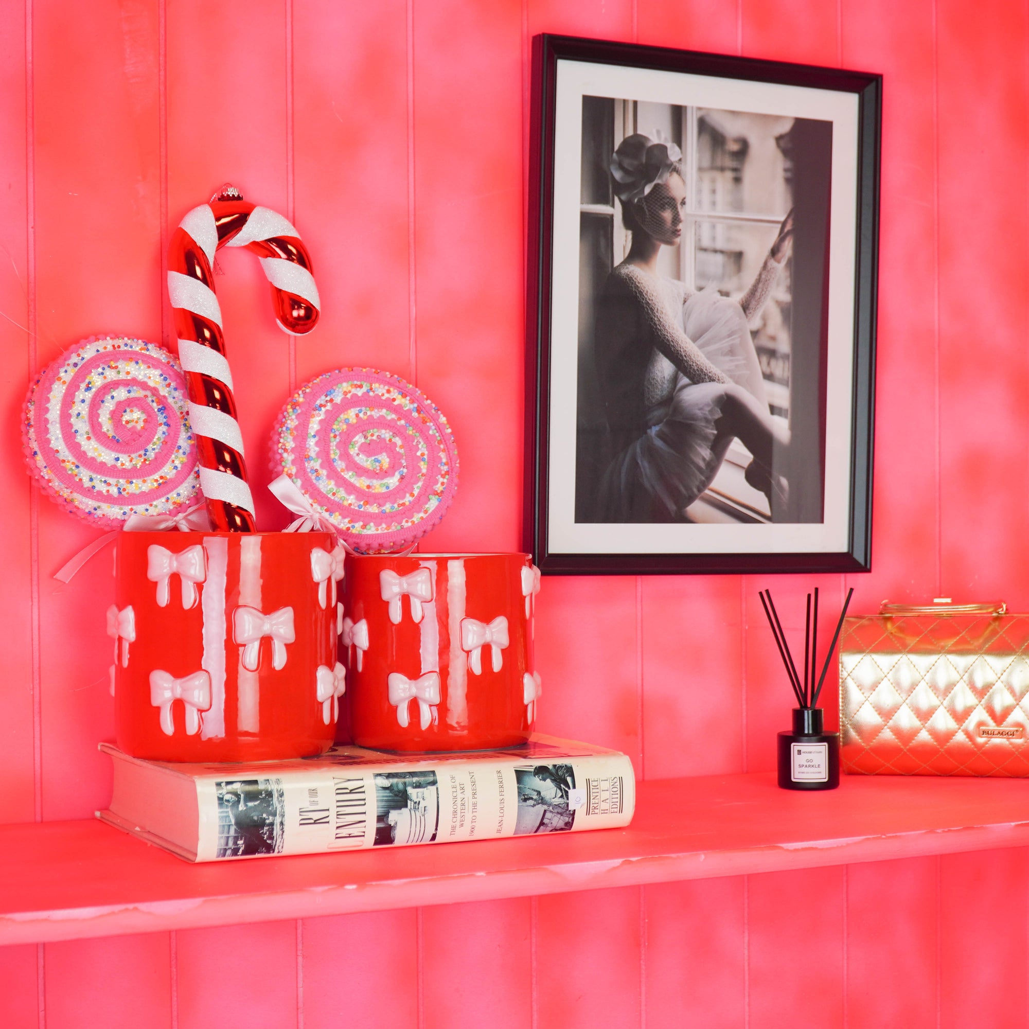 HOUSEVITAMIN BLOEMPOT BOW DOLOMIET ROZE/ROOD 16 CM