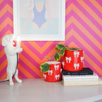 HOUSEVITAMIN BLOEMPOT BOW DOLOMIET ROZE/ROOD 16 CM