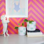 HOUSEVITAMIN BLOEMPOT BOW DOLOMIET LILA/MINT 16 CM