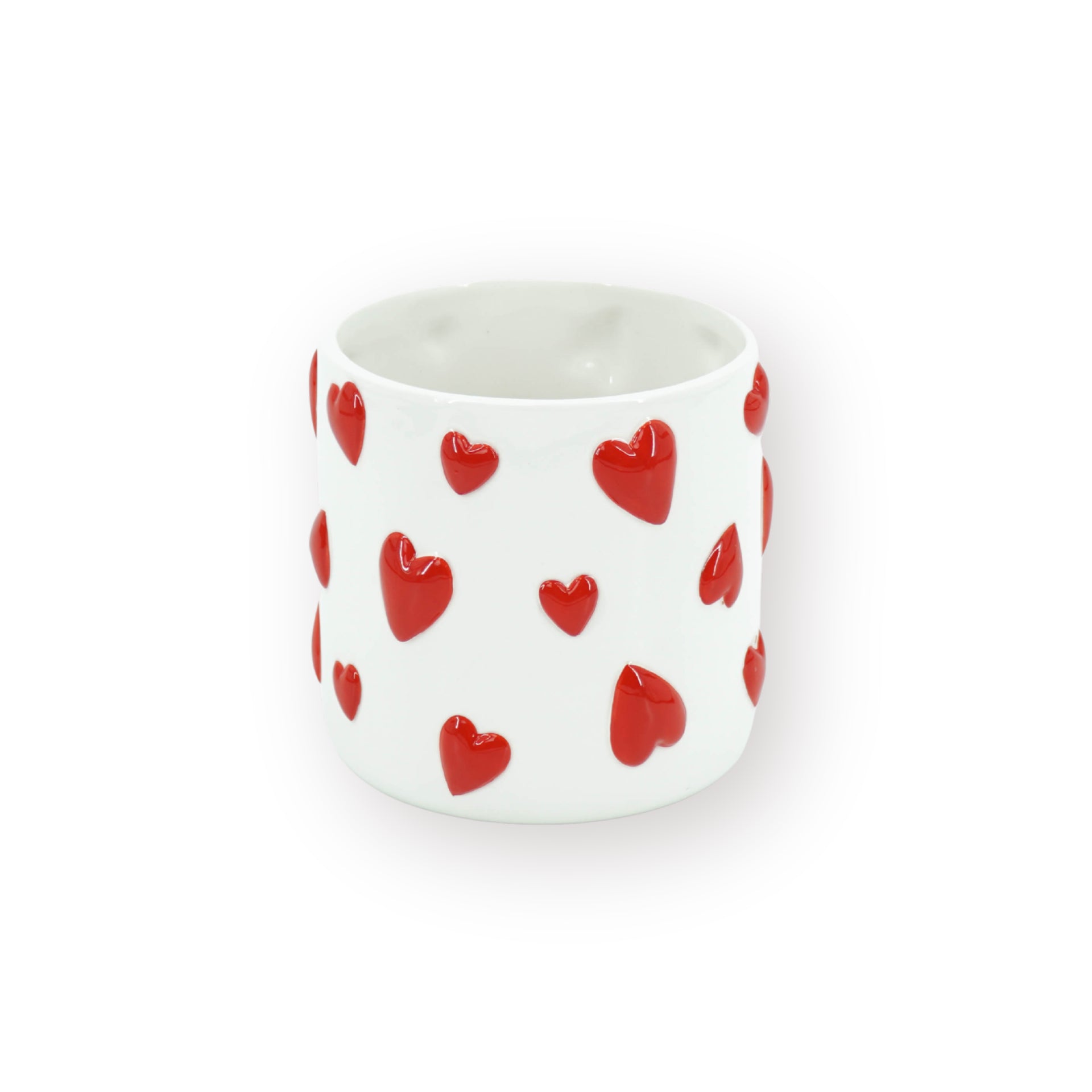 HOUSEVITAMIN BLOEMPOT HEARTS DOLOMIET WIT/ROOD 16 CM