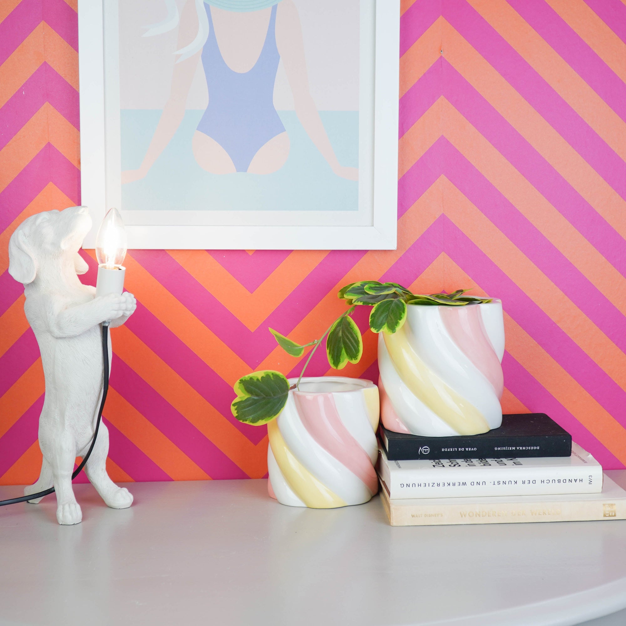 HOUSEVITAMIN BLOEMPOT MARSHMALLOW DOLOMIET ROZE/GEEL 13 CM