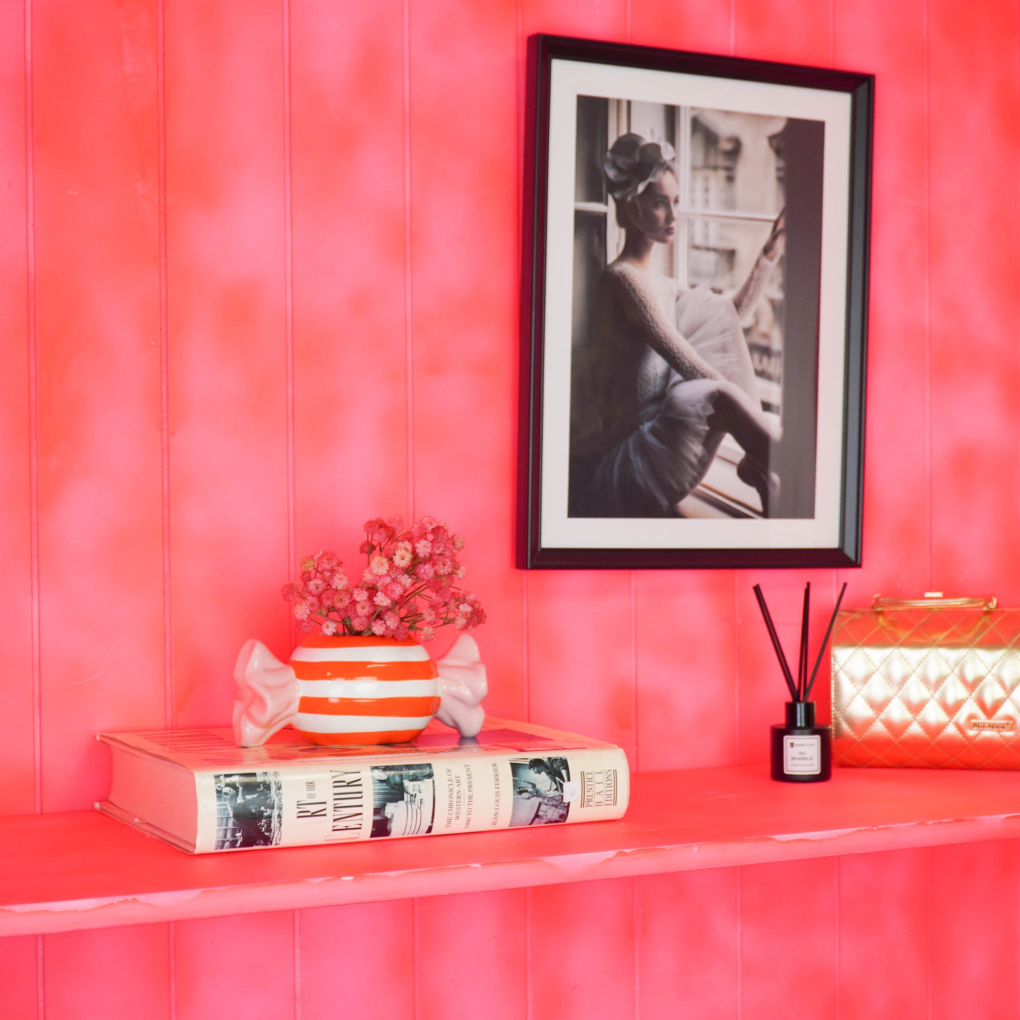 HOUSEVITAMIN BLOEMPOT TOFFEE CANDY DOLOMIET ORANJE/ROZE 16,8 CM