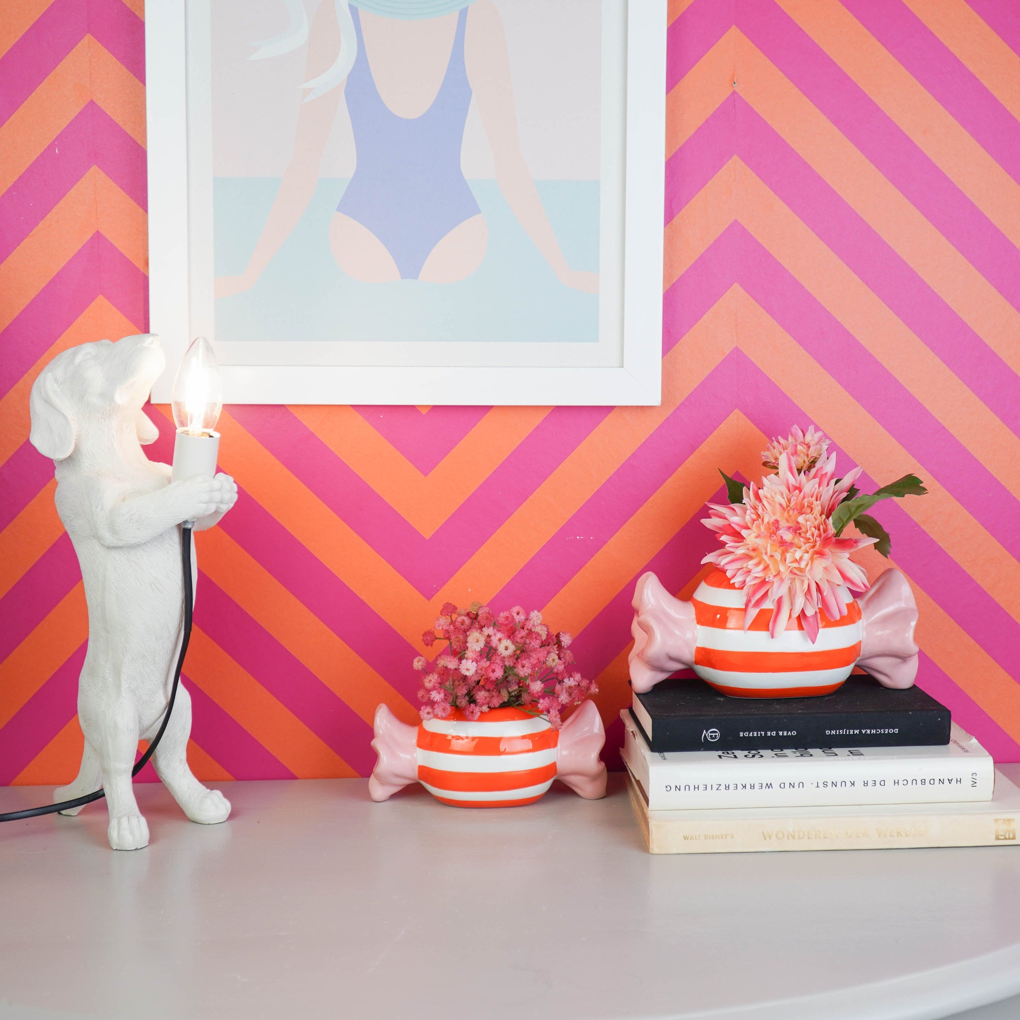 HOUSEVITAMIN BLOEMPOT TOFFEE CANDY DOLOMIET ORANJE/ROZE 21 CM