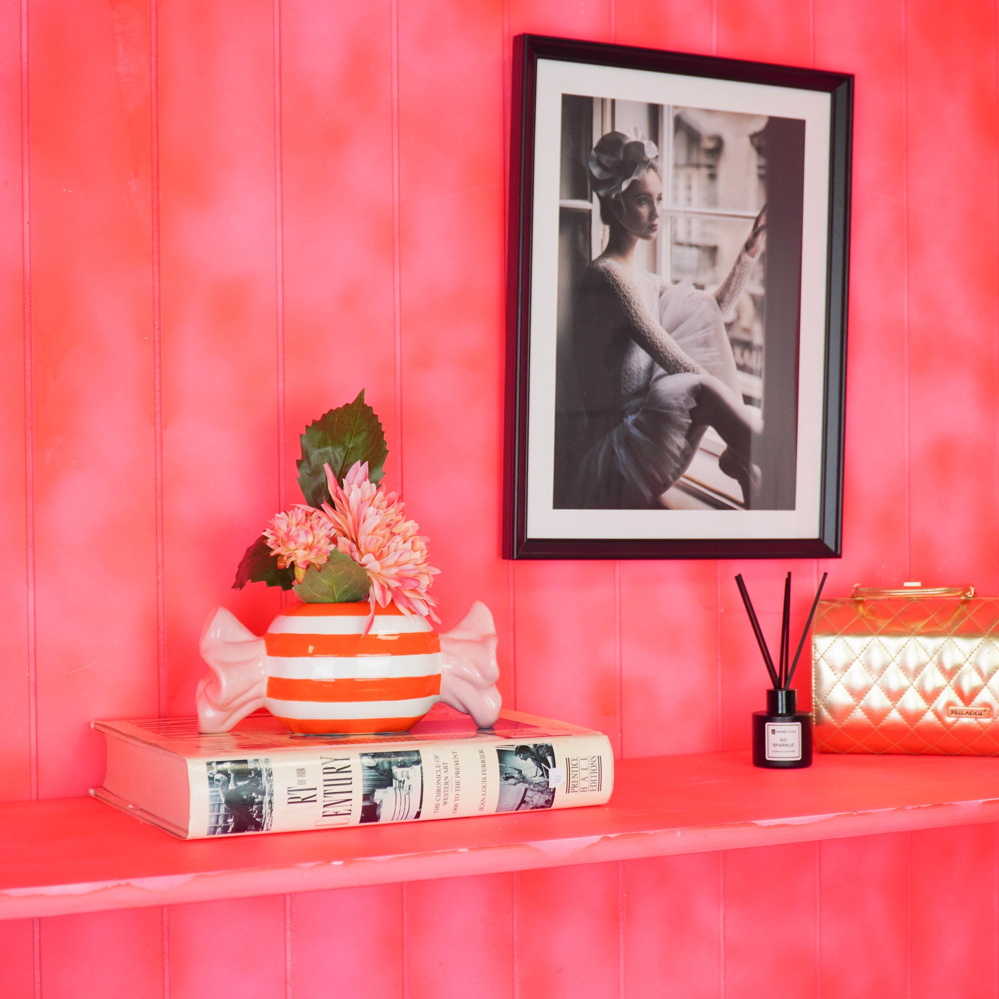 HOUSEVITAMIN BLOEMPOT TOFFEE CANDY DOLOMIET ORANJE/ROZE 21 CM