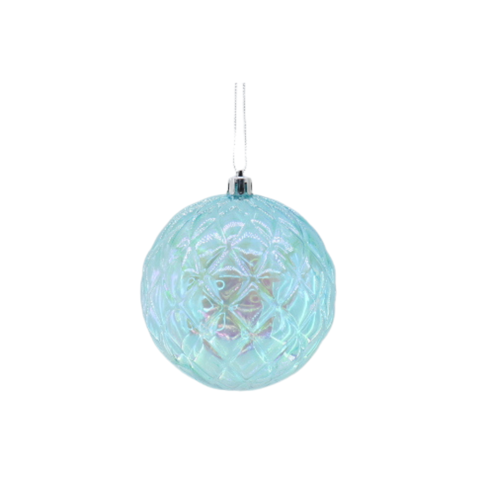 HOUSEVITAMIN KERSTBAL DIAMANTRELIËF KUNSTSTOF BLAUW 10 CM