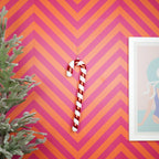 HOUSEVITAMIN DECORATIEVE ZUURSTOK POLYSTYREEN/GLITTER ROOD/WIT 42 CM