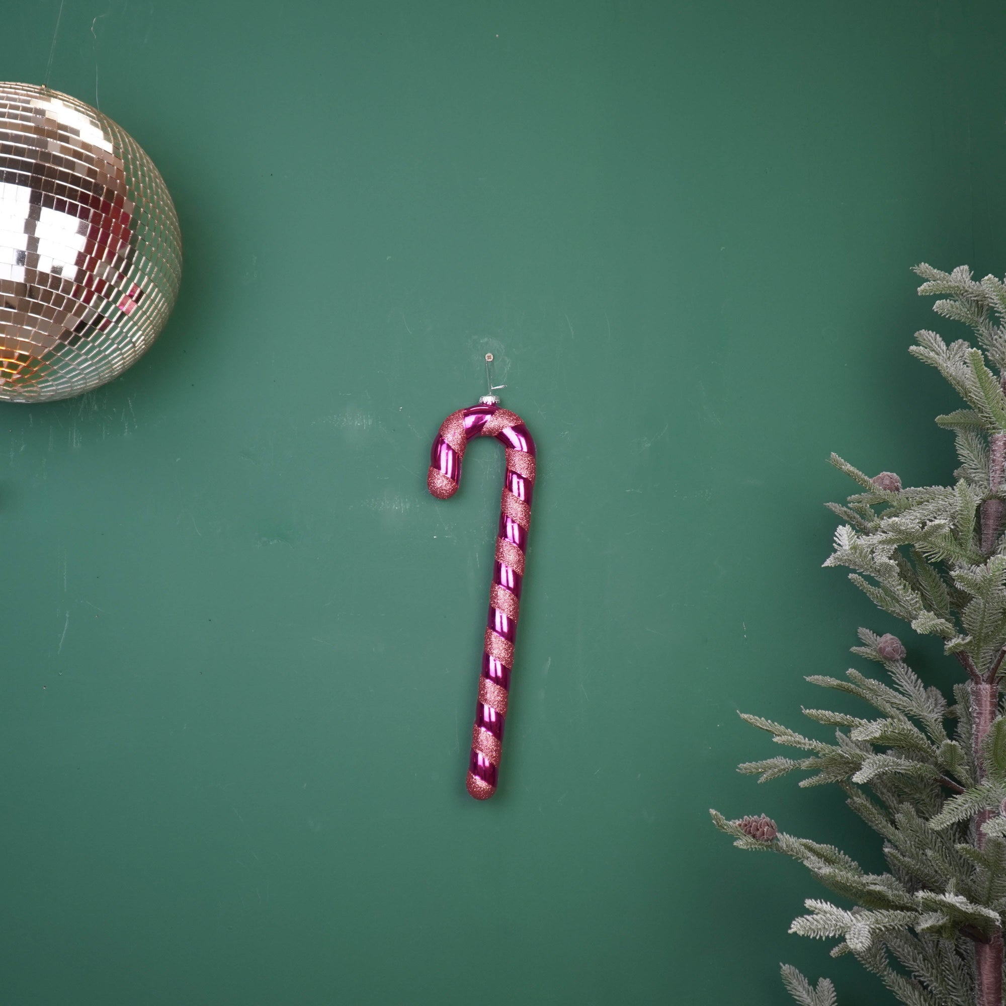 HOUSEVITAMIN DECORATIEVE ZUURSTOK POLYSTYREEN/GLITTER ROOD/ROZE 42 CM
