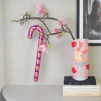 HOUSEVITAMIN DECORATIEVE ZUURSTOK POLYSTYREEN/GLITTER ROOD/ROZE 42 CM