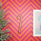HOUSEVITAMIN DECORATIEVE ZUURSTOK POLYSTYREEN/GLITTER ROZE/ORANJE 42 CM