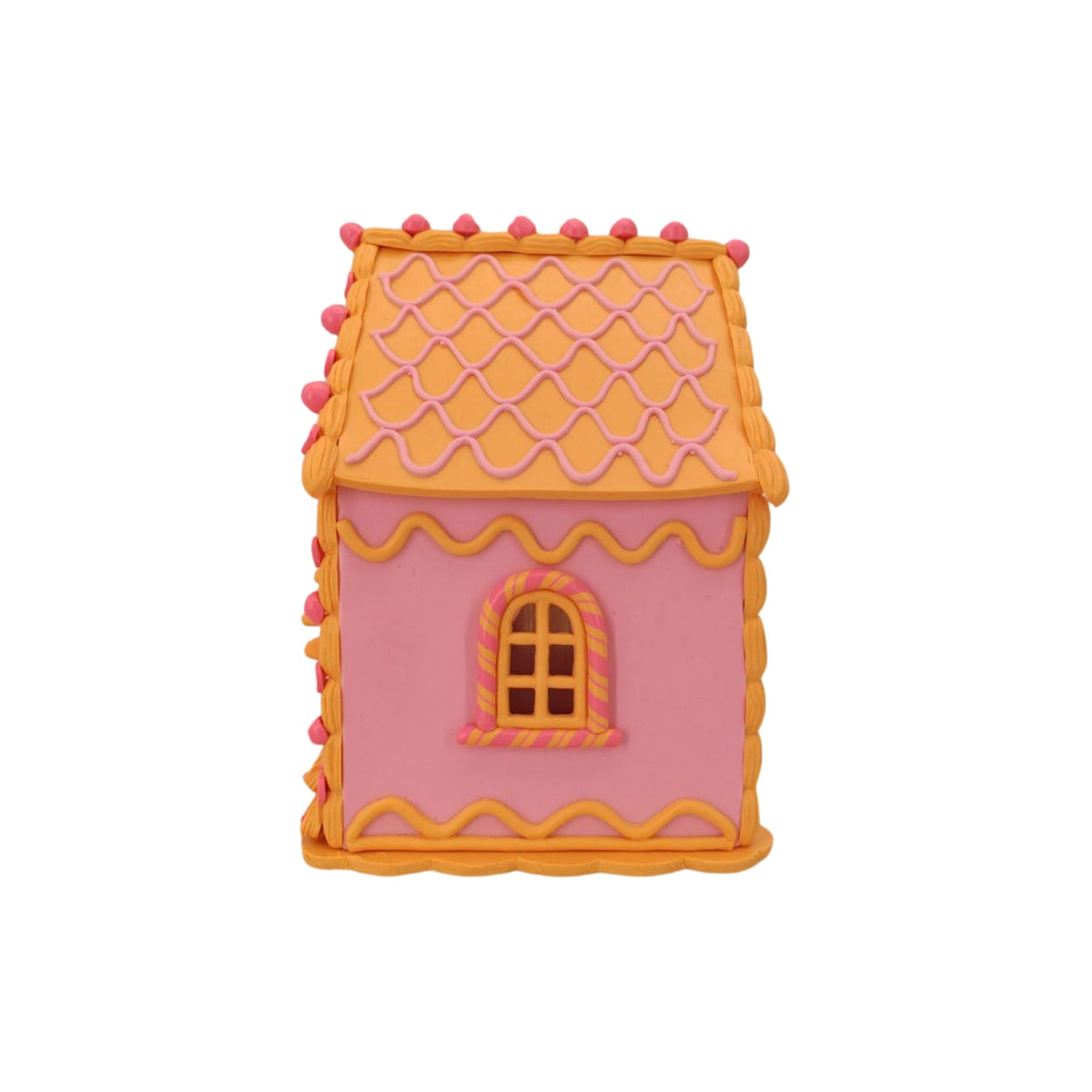 HOUSEVITAMIN LED CANDY HOUSE POLYRESIN ROZE/ORANJE 18,5 CM