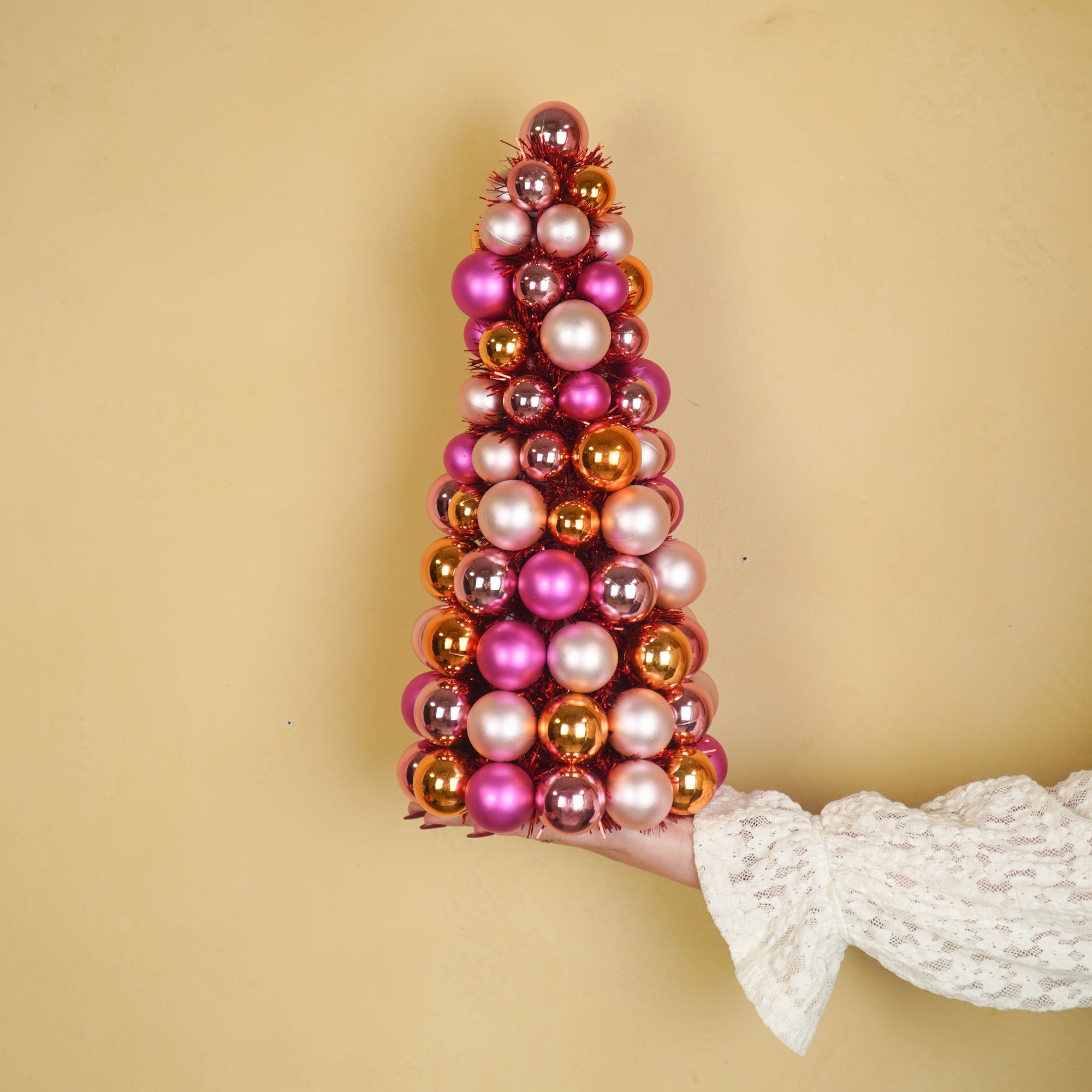 HOUSEVITAMIN DECORATIEVE KERSTBOOM KUNSTSTOF ROZE/ORANJE 41 CM