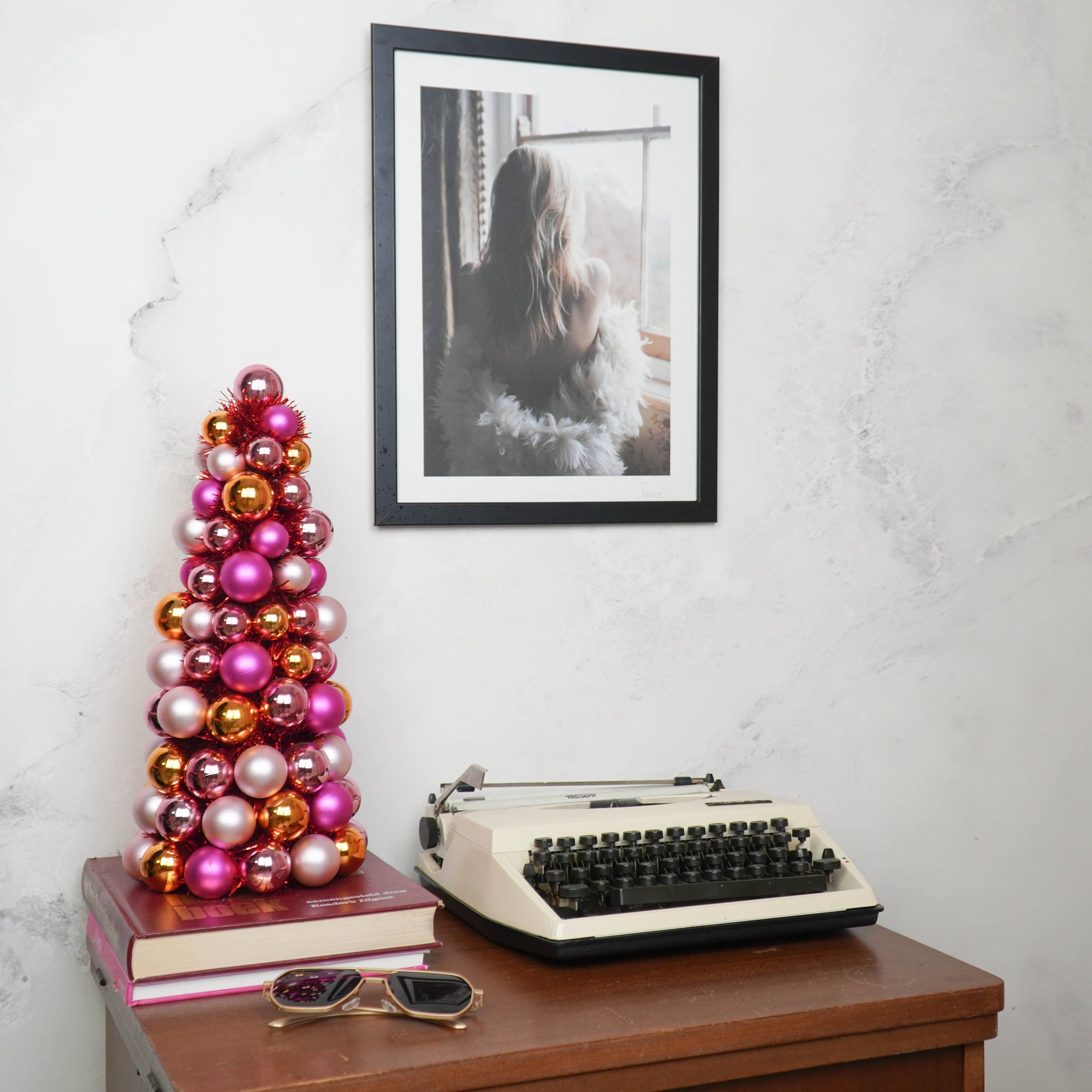 HOUSEVITAMIN DECORATIEVE KERSTBOOM KUNSTSTOF ROZE/ORANJE 41 CM