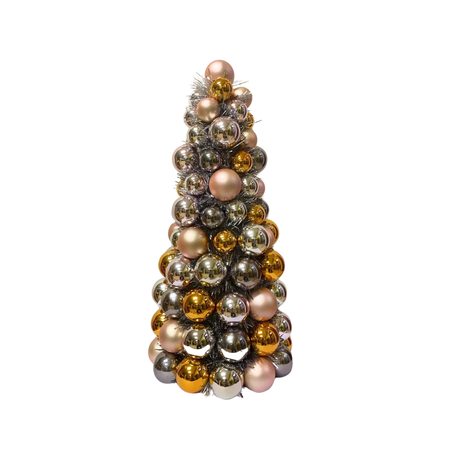 HOUSEVITAMIN DECORATIEVE KERSTBOOM KERSTBALLEN KUNSTSTOF TAUPE/ORANJE 41 CM