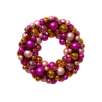 HOUSEVITAMIN KERSTKRANS KERSTBALLEN KUNSTSTOF ROZE/ORANJE 34 CM