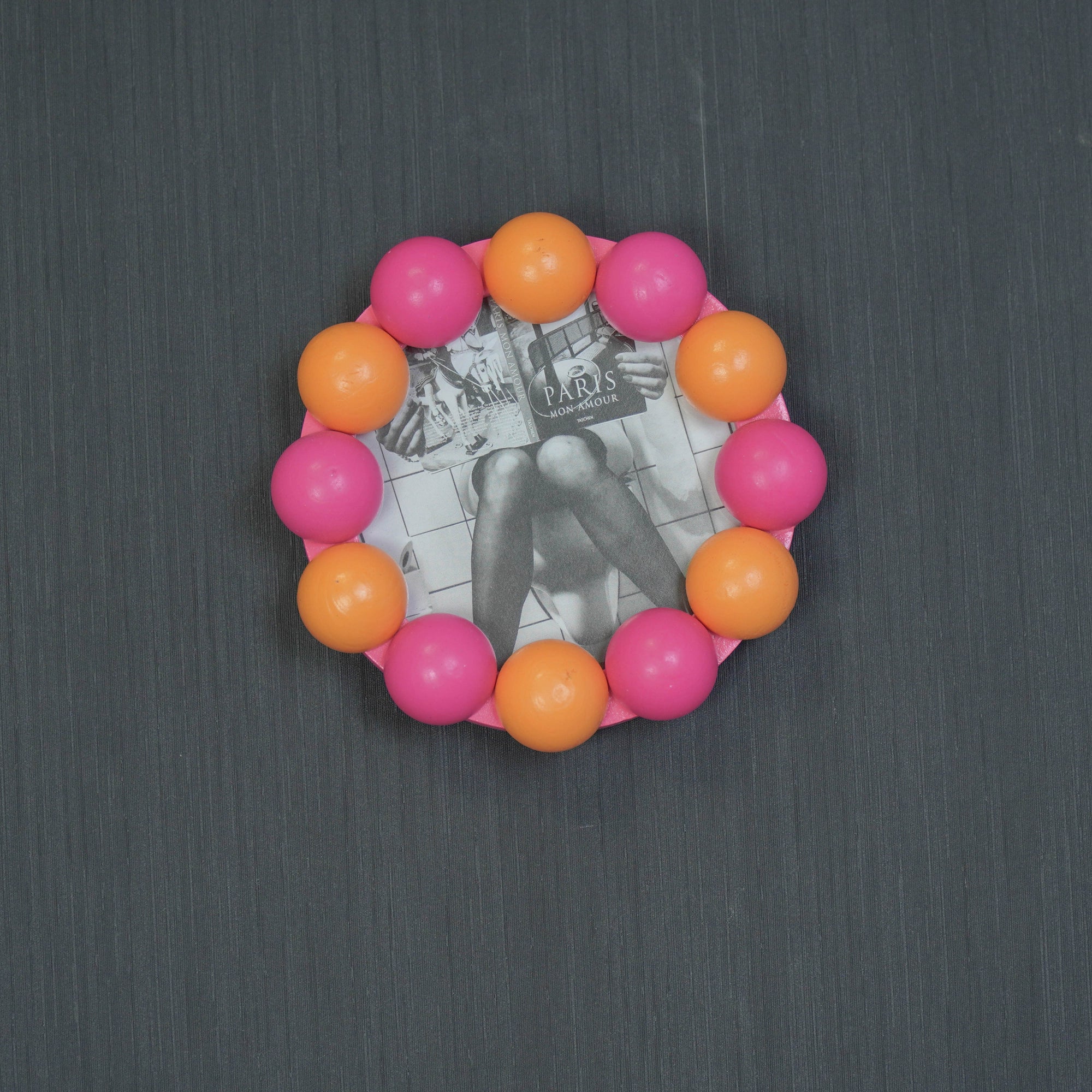 HOUSEVITAMIN FOTOLIJST BUBBLES MDF NEONROZE/ORANJE 14,5 CM