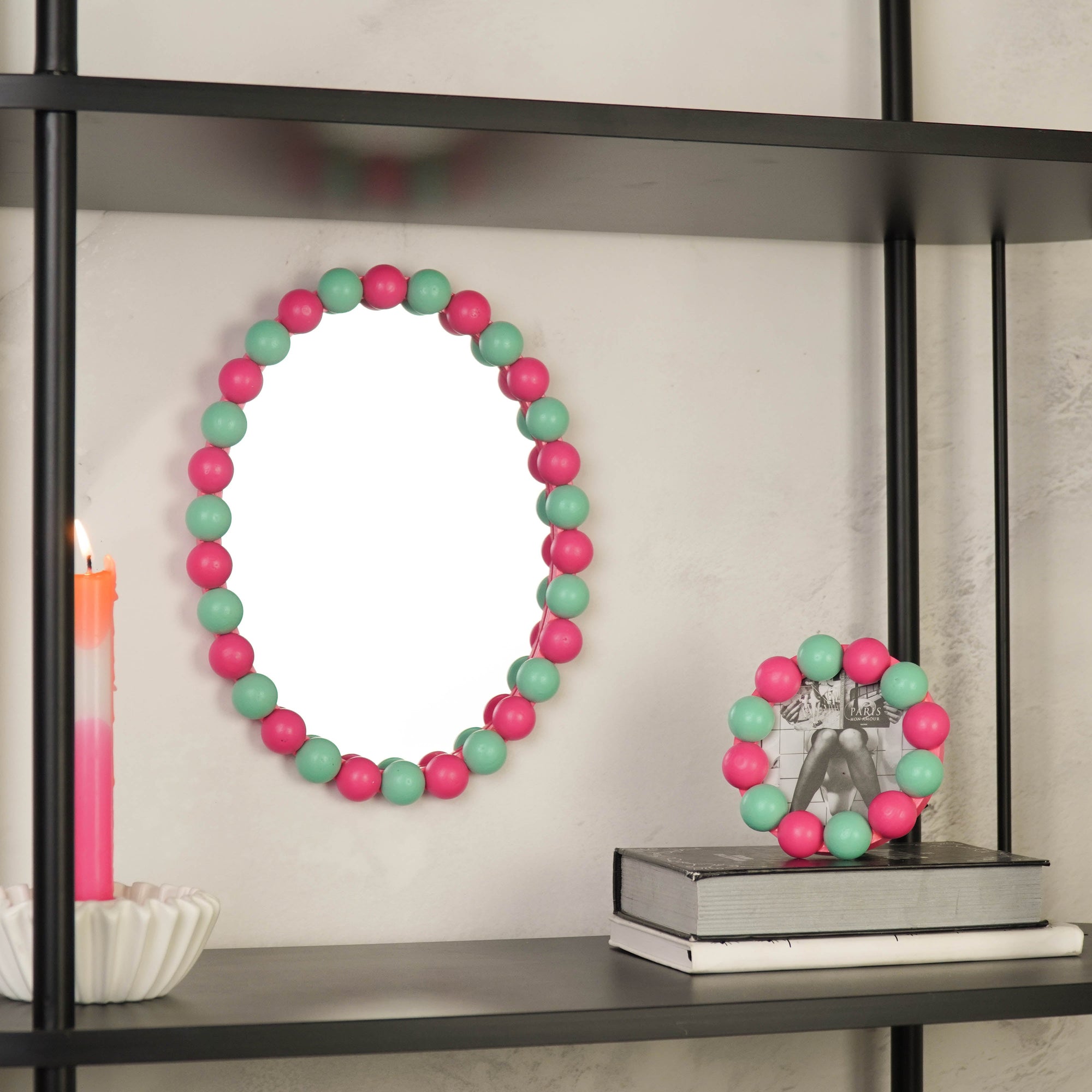 HOUSEVITAMIN FOTOLIJST BUBBLES MDF NEONROZE/MINT 14,5 CM