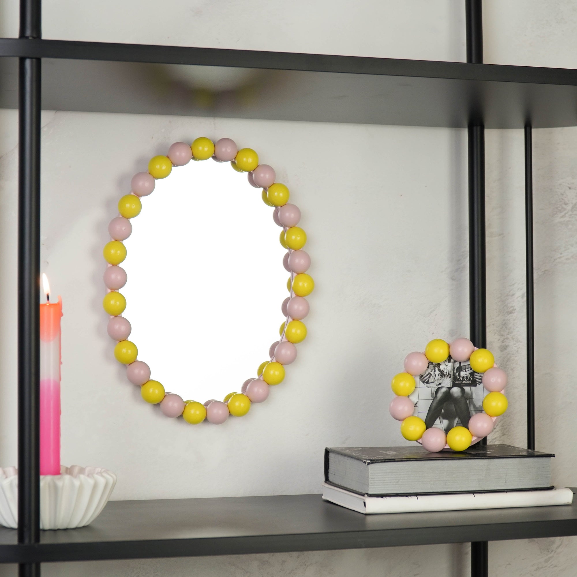 HOUSEVITAMIN FOTOLIJST BUBBLES MDF LICHTROZE/GEEL 14,5 CM