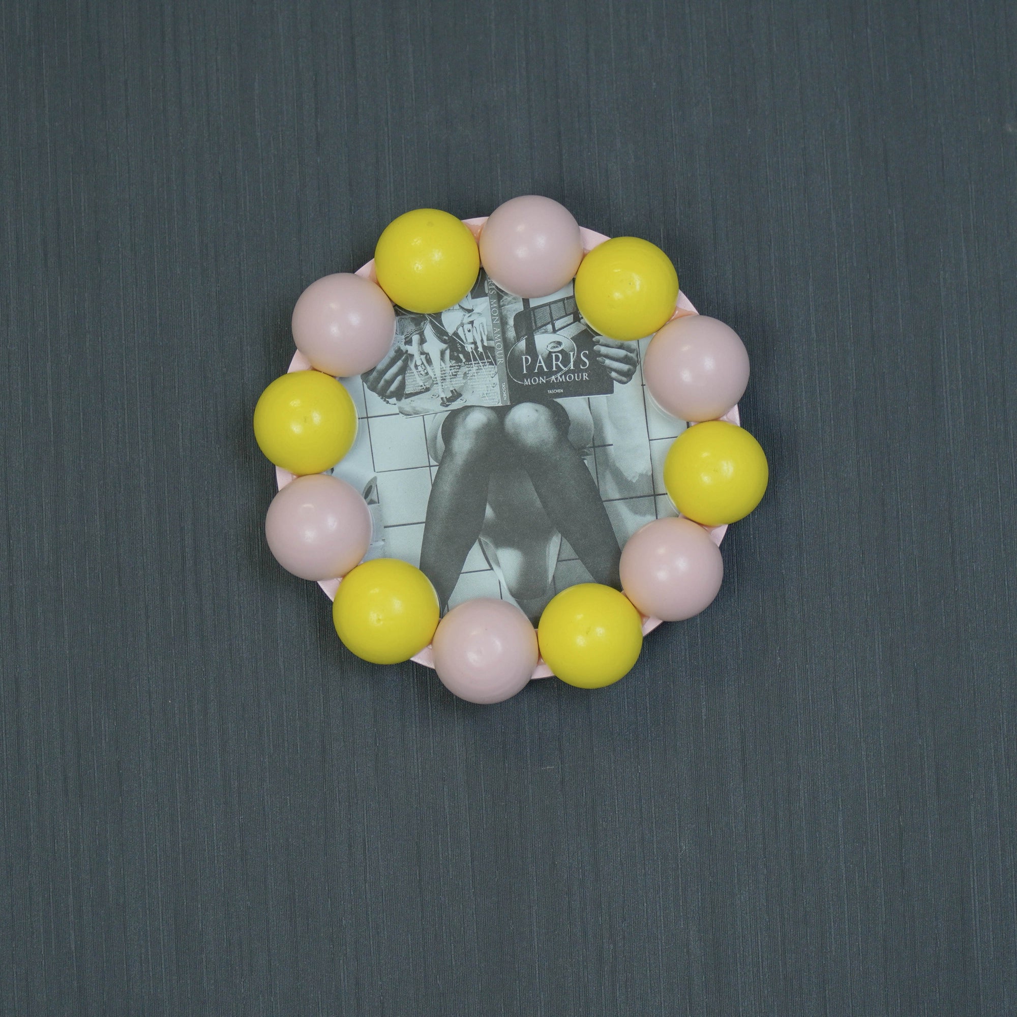 HOUSEVITAMIN FOTOLIJST BUBBLES MDF LICHTROZE/GEEL 14,5 CM