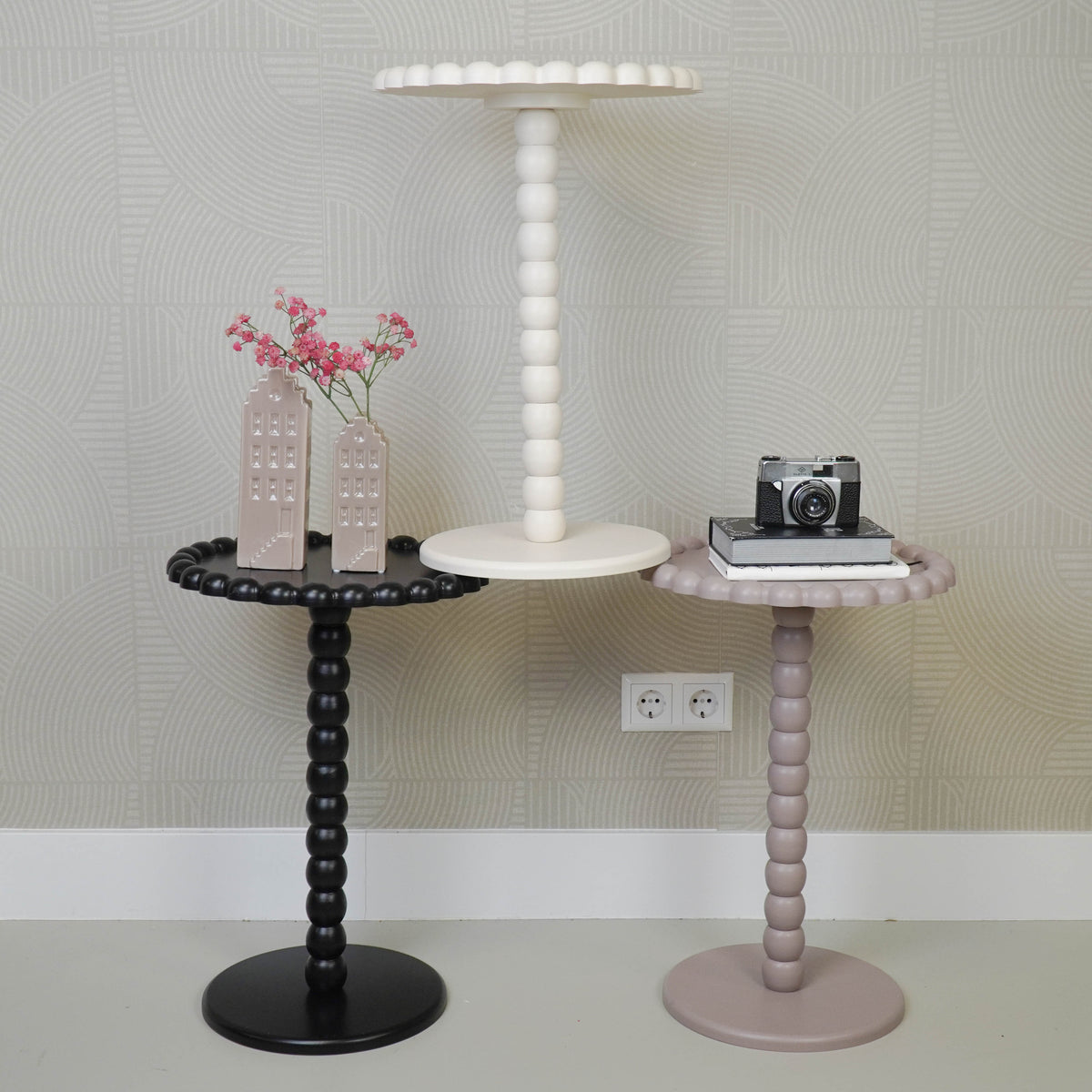 HOUSEVITAMIN RONDE BIJZETTAFEL MDF TAUPE Ø38 × 55 CM