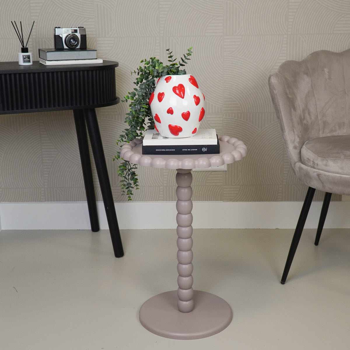 HOUSEVITAMIN RONDE BIJZETTAFEL MDF TAUPE Ø38 × 55 CM