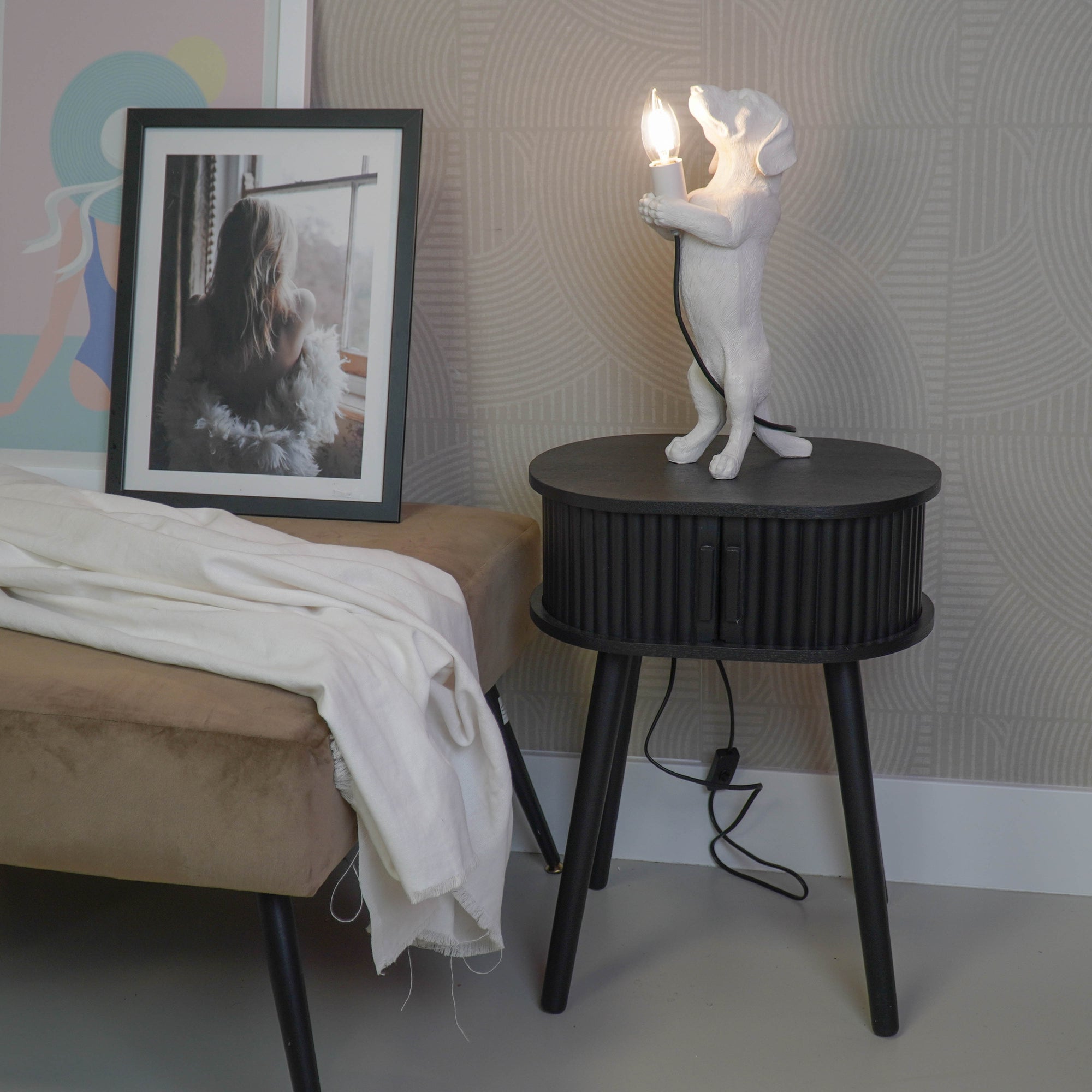 HOUSEVITAMIN BIJZETTAFEL/NACHTKASTJE MDF ZWART 53 CM