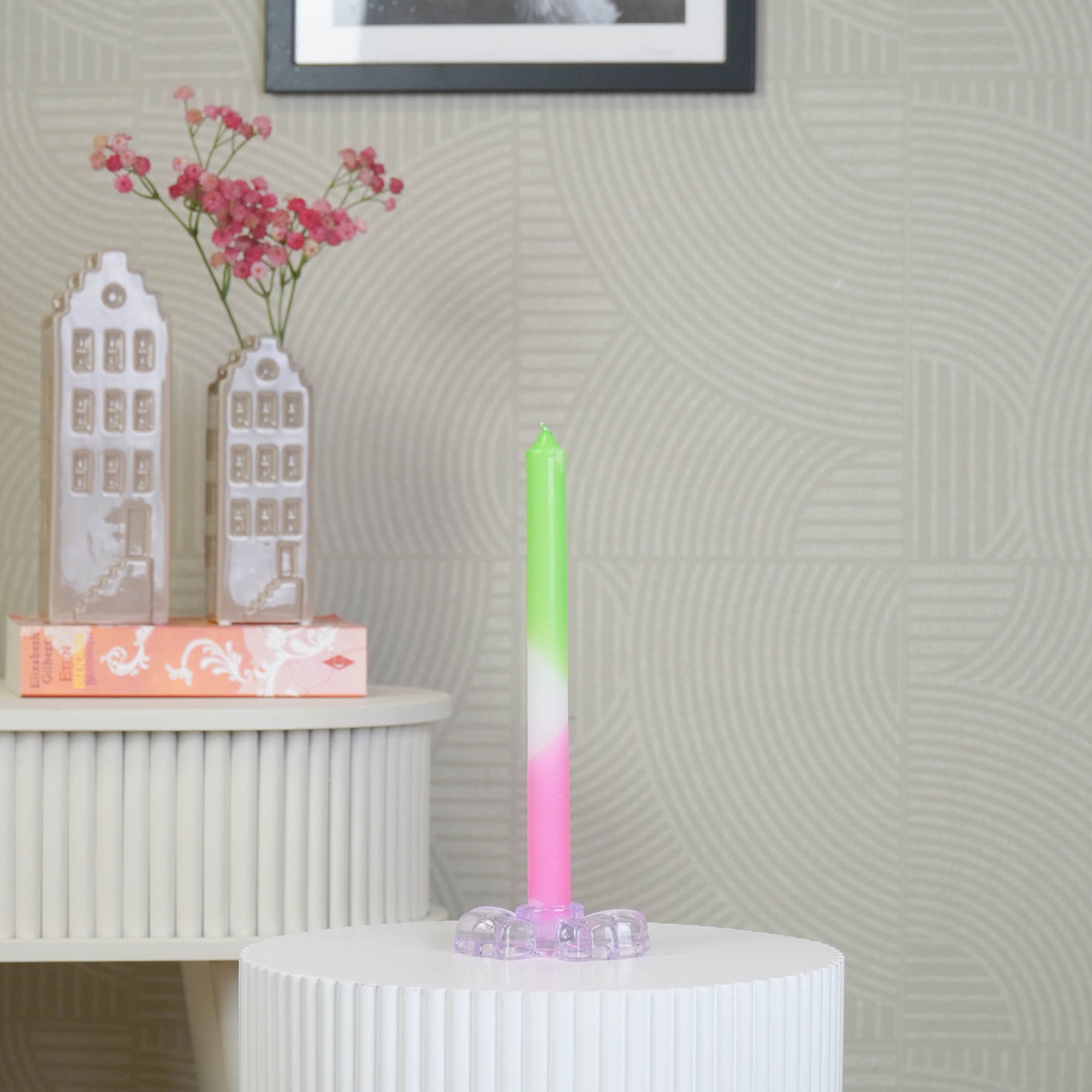 HOUSEVITAMIN KANDELAAR BOW GLAS LILA 9,5 CM