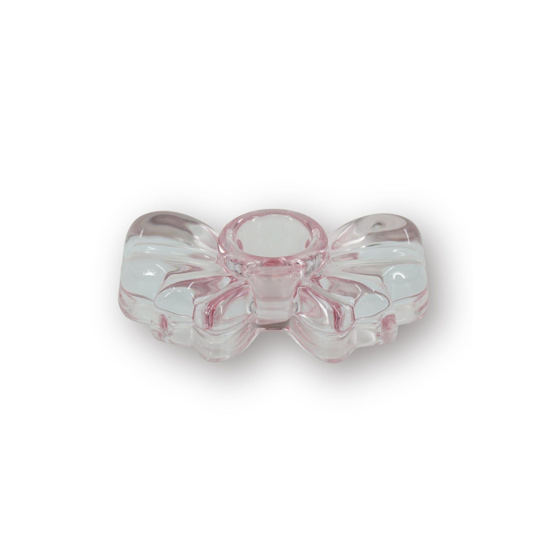 HOUSEVITAMIN KANDELAAR BOW GLAS ROZE 9,5 CM