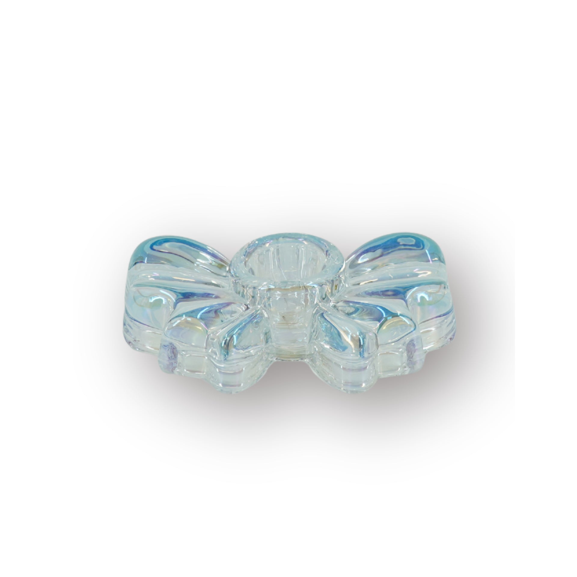 HOUSEVITAMIN KANDELAAR BOW GLAS IRISEREND 9,5 CM