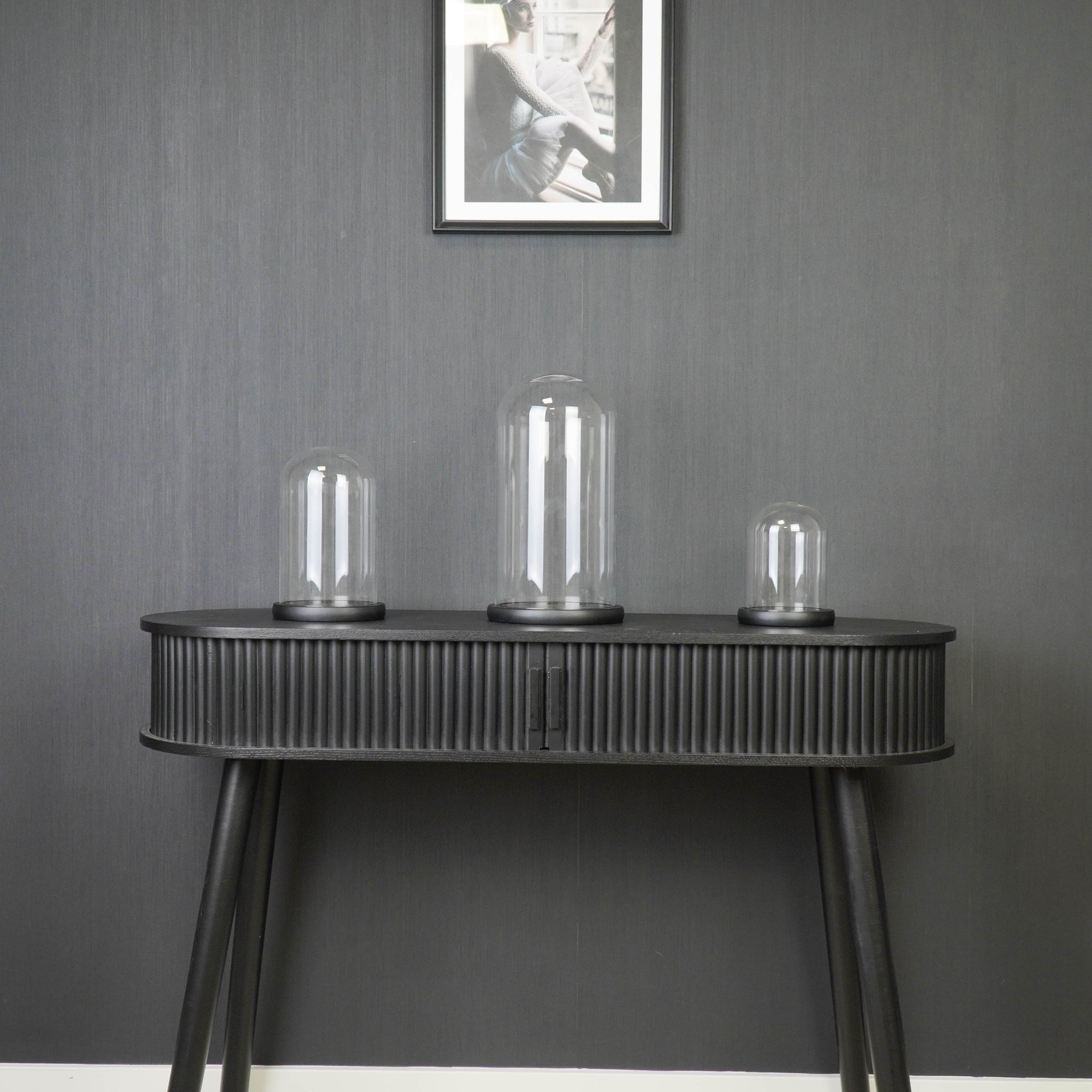 HOUSEVITAMIN DECORATIEVE STOLP GLAS/HOUT ZWART 15 CM