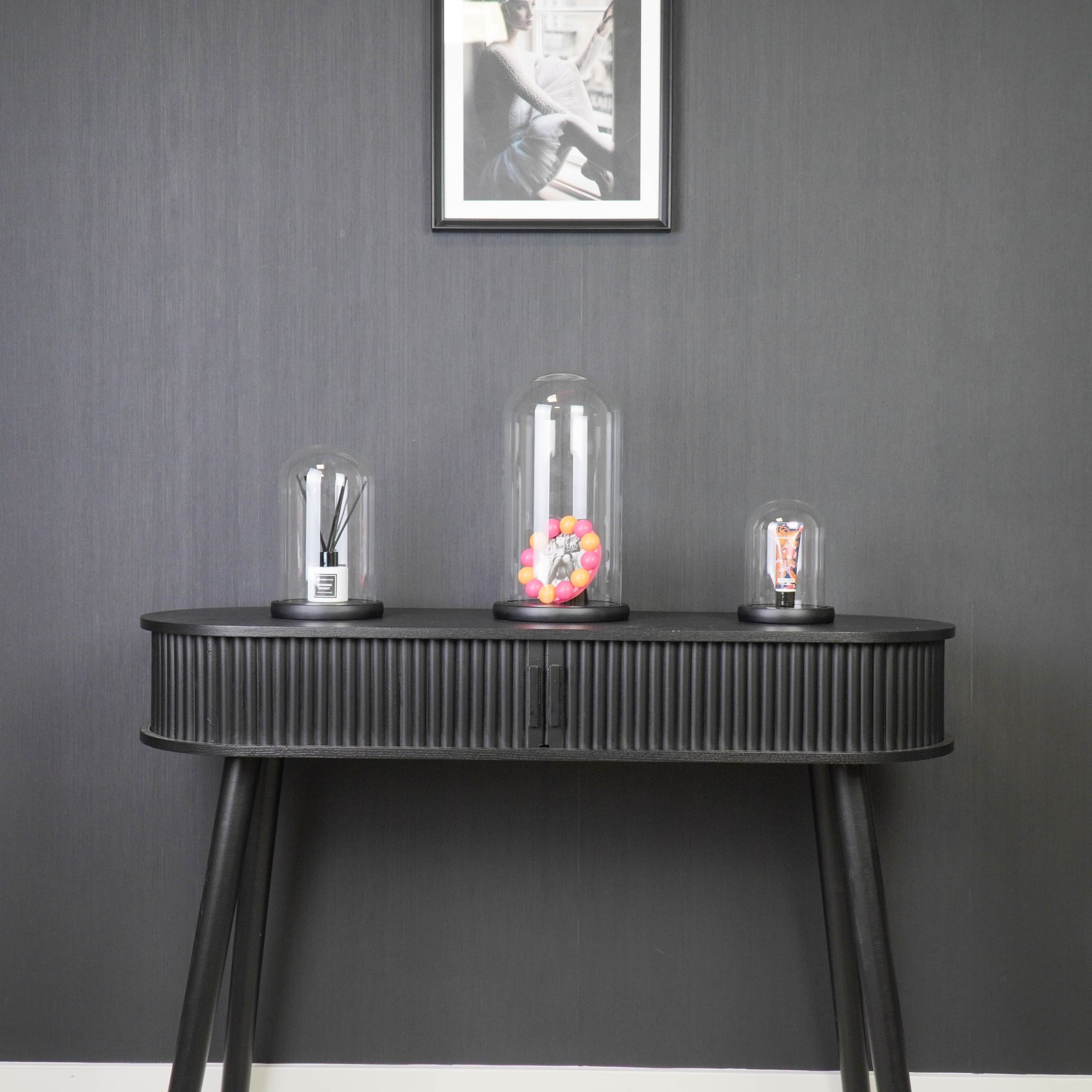 HOUSEVITAMIN DECORATIEVE STOLP GLAS/HOUT ZWART 15 CM