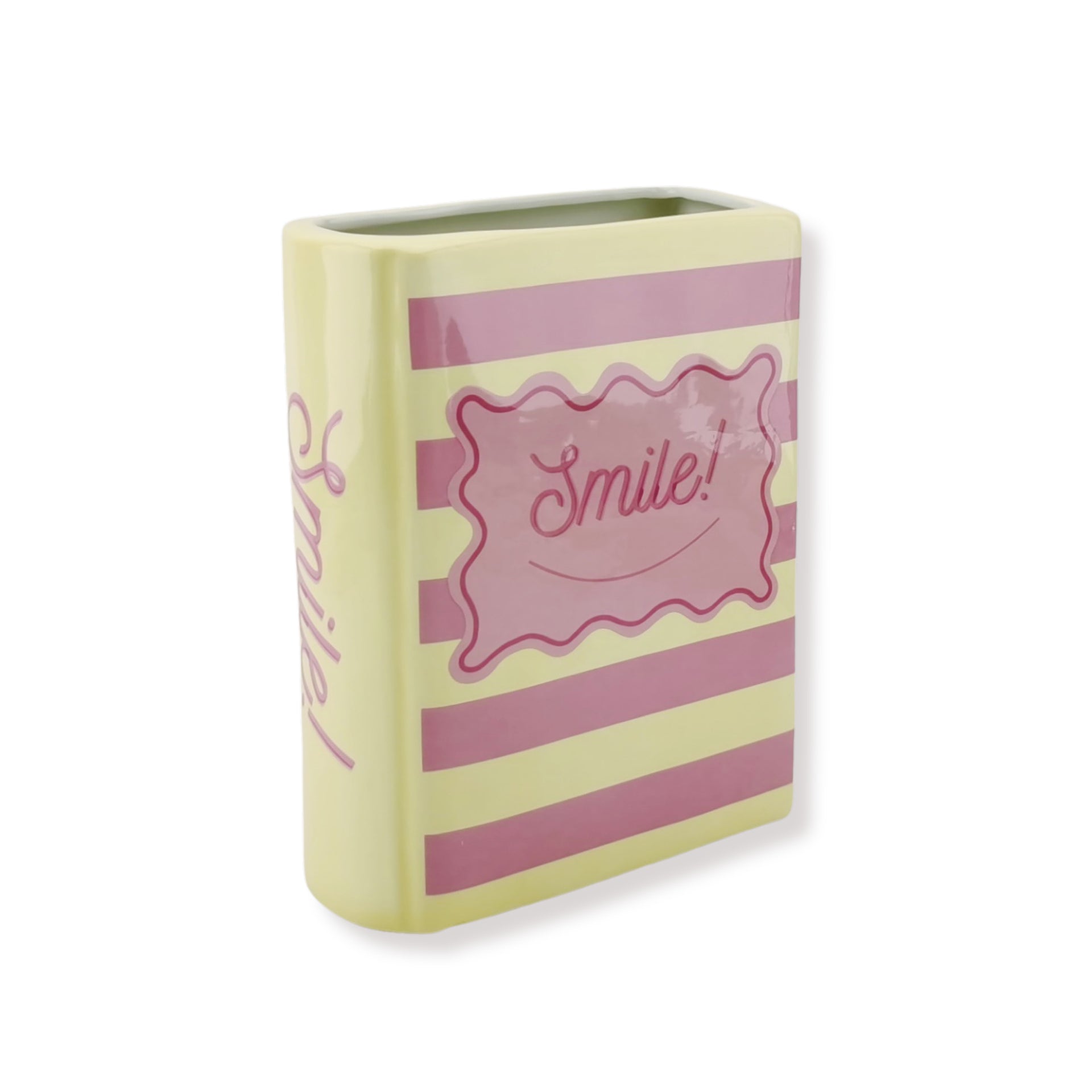 HOUSEVITAMIN BOEKVAAS GEEL/ROZE 21,5 CM