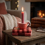 HOUSEVITAMIN KANDELAAR CUP ON BOOKS ROOD/ROZE 16,5 CM
