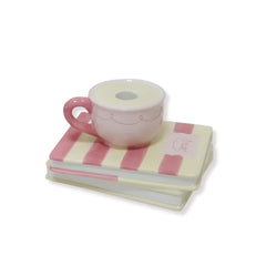 HOUSEVITAMIN KANDELAAR CUP ON BOOKS GEEL/ROZE 16,5 CM
