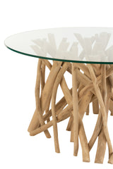 Salontafel Takken Teakhout Natuur/Glas - Tuincentrum Lopik