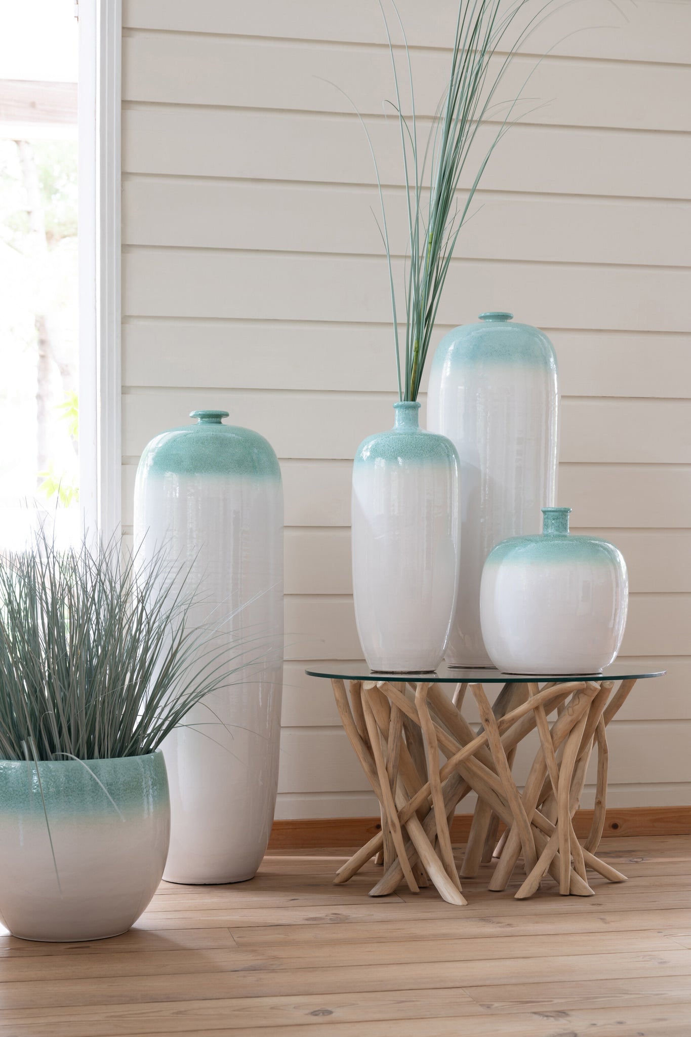 Salontafel Takken Teakhout Natuur/Glas - Tuincentrum Lopik