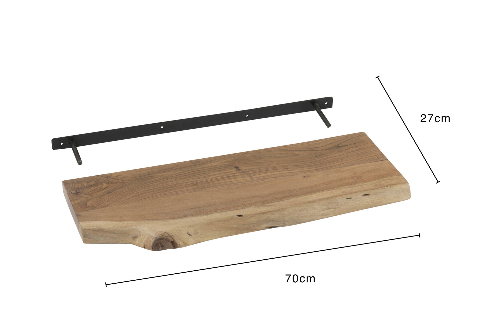 J-LINE WANDPLANK GERARD ACACIAHOUT NATUREL SMALL 70X27 CM - Tuincentrum Lopik
