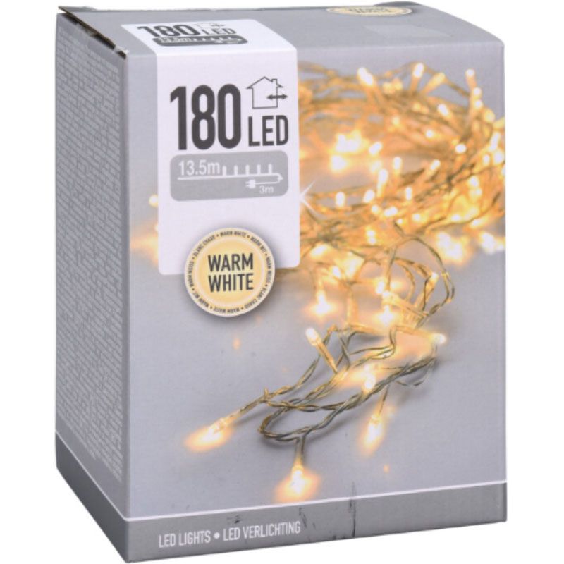 Led-Verlichting - 180 Led - 13.5 Meter - Warm Wit - Transparant Snoer